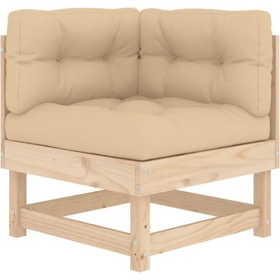 Image of vidaXL Corner Sofa with Cushions Solid Wood Pine