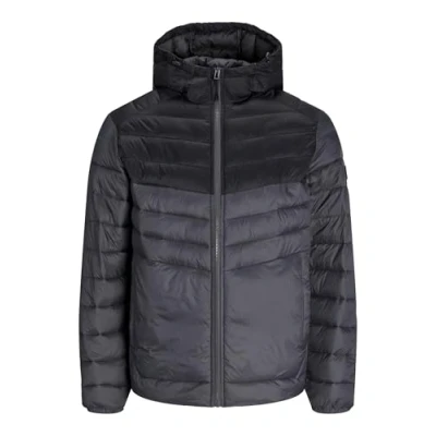 Image of JACK &amp; JONES Mens Puffer Jacket 100% Nylon Quilted Padded Windproof Outdoor for Men, Asphalt Colour, Size M
