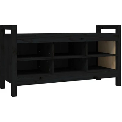 Image of vidaXL Hall Bench Black 110x40x60 cm Solid Wood Pine