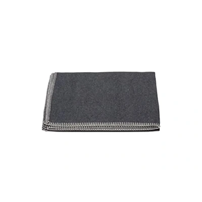 Image of David Fussenegger Sylt Cotton Blanket, Plain Colour with Decorative Stitching Rohweiß