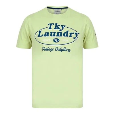 Image of Tokyo Laundry Standard Motif Cotton Jersey T Shirt in Tender Greens L