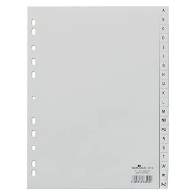 Image of DURABLE Hunke &amp;Jochheim Index Polypropylene A Z, Grey, A4, 230 x 297 MM (Pack of 20)