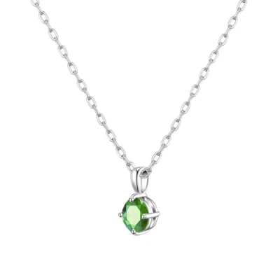 Image of Philip Jones Sterling Silver Light Green Necklace Created with Zircondia® Crystals