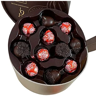 Image of Leonidas Belgian Chocolates, Cherry Liqueur Chocolate Round Box, 22 Luxury Assorted Gift Box