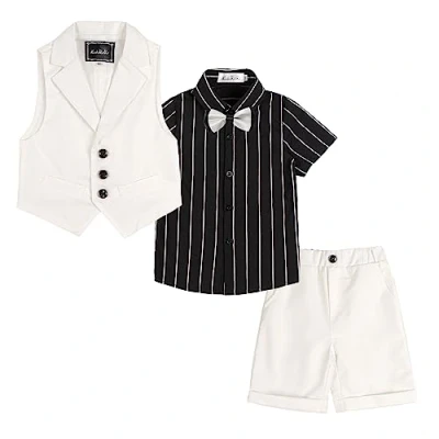 Image of LOLANTA 4 Piece Kids Waistcoat Suit, Boys Wedding Party Shorts Set, Page Boy Outfit, Shirt, Bow Tie, Shorts, Waistcoat, White, 13 14 Years, 170