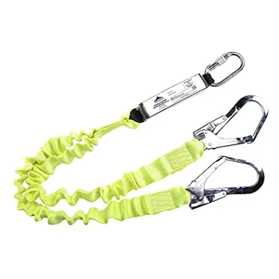 Image of Portwest Double Elasticated Lanyard With Shock Absorber, Size: One Size, Colour: Yellow, FP52YER