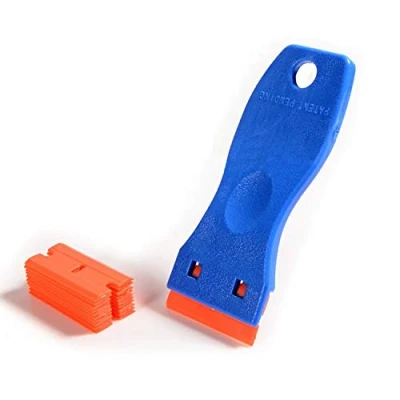 Image of CANOPUS Plastic Scraper Tool Non Scratch Razor with 10 Blade, for Cleaning Labels and Decals from Glass, Windshields, Scraper, Oven