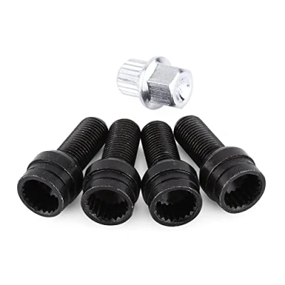 Image of 4+1 Black Steel Wheel Bolt &amp; Lock Lug Nut Set With for