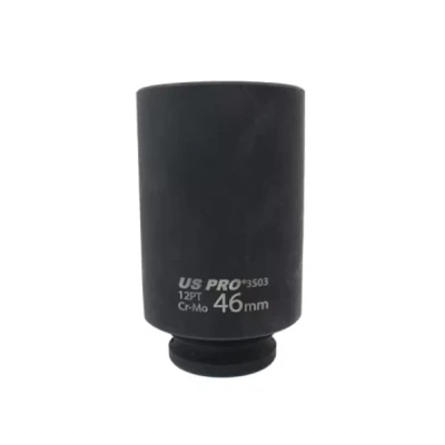 Image of US PRO Tools 46mm 1/2&quot; dr 12 Point 100mm Deep Hub Nut Socket, Gearbox etc 3503