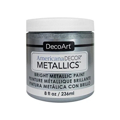 Image of DecoArt Americana Décor Metallic Jar of Paint, Acrylic, Silver, 7 x 8 cm