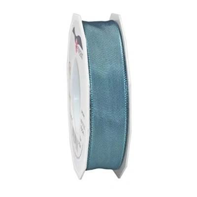 Image of Präsent Lyon Wired Taffeta Ribbon Steel Blue 25 mm Width, m Length