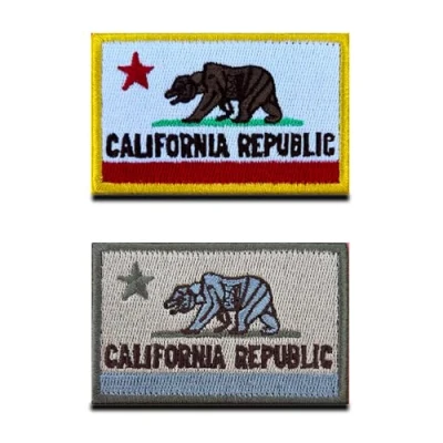 Image of 2 Pieces California State Tactical Flag Patch, Embroidered Fastener Hook &amp; Loop USA Patches for Attaching to Caps,Bags,Backpacks,Clothes,Vest,Travel,Tactical,Military