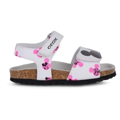 Image of Geox Disney Classic Chalki GIRL Sandals for kids, Size: 3.5K, White/fluofuchsia Synthetics