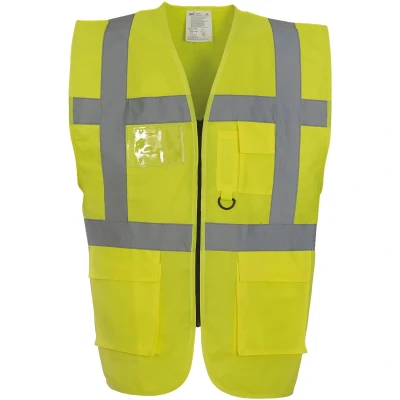 Image of Yoko Men&#039;s Yk002/Hvw801 Multi Functional Executive Hi Vis Waistcoat Yellow, 2X Large
