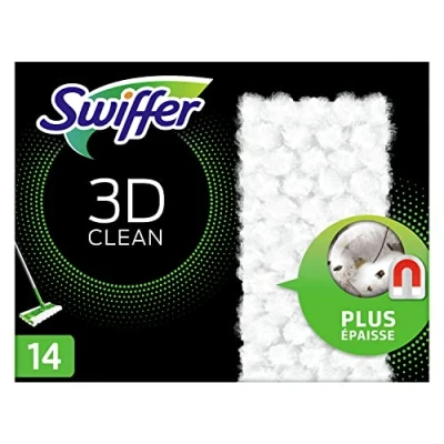 Image of Swiffer 3D Dust Catcher Mop Refill Dry Wipes, 14 Cleaning Catches and Retains