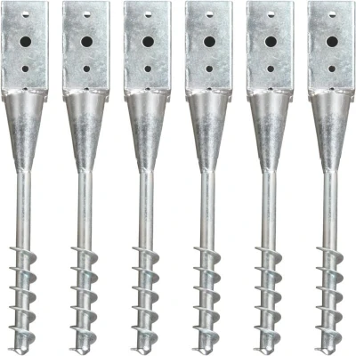 Image of vidaXL Ground Spikes 6 pcs Silver 10x10x57 cm Galvanised Steel