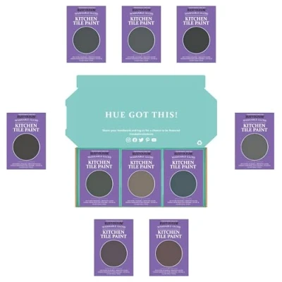 Image of Rust Oleum Kitchen Wall Tile Paint in Gloss Finish Moody Darks Tester Box
