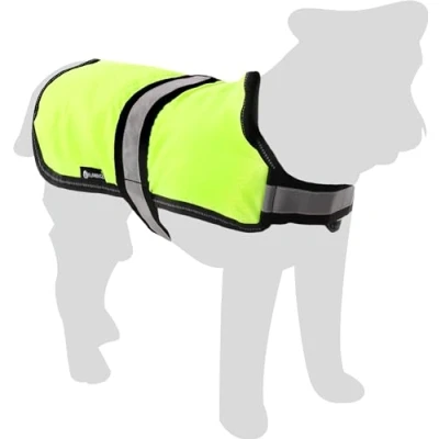 Image of Flamingo Eisbar Fluo Dog Winter Coat Yellow 40 cm Washable Splash Resistant Quilted and Finished with Fleece Inside A:40cm B:42 45cm C:50 54.5cm