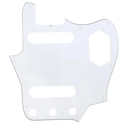 Image of Musiclily Pro 10 Hole 65 60s Vintage Style Guitar Pickguard for Fender American Jaguar, 3Ply White