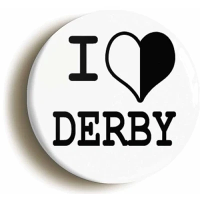 Image of Ozorath I Heart Love Derby Button Badge (1inch / 25mm diameter)