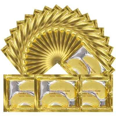 Image of Crystal 24K Gold Eye Mask, Anti Aging Hydrolyzed Collagen and Hyaluronic Acid Under Patches for Wrinkles, Dark Circles, Hydrating, Puffy Eyes (25 Pairs)