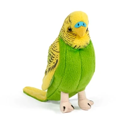 Image of Living Nature Blue or Yellow Budgerigar Soft Toy Fluffy Bird Gift for Kids 11.5cm Assorted Colour