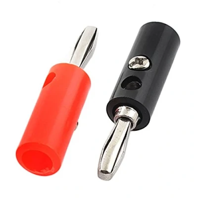 Image of Pair of Audio Speaker Cable 4 mm Banana Connector Adaptors Black / Red