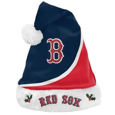 Image of FOCO MLB Boston Red Sox 2017 Basic Plush Holiday Christmas Santa Hat