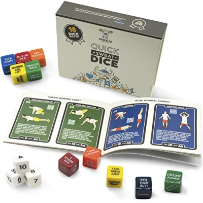 Image of Stack 52 Quick Sweat Fitness Dice. Bodyweight Exercise Workout Game. Designed by a Military Expert. Video Instructions Included. No Equipment Needed. Burn Fat Build Muscle. (2019 Box Set)