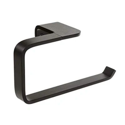 Image of TATAY Towel ring from the Onyx Collection, in matt black anodised aluminium. Double fixing system, screws and Glue &amp; Fix without drilling.