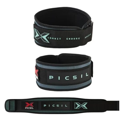 Image of PICSIL Weight Lifting Belt, Workout Belt for Exceptional Core &amp; Back Support, Weightlifting Ideal Squats, Lunges, Barbell Exercises, Customizable with Space Patches (XL, Green)