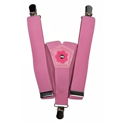 Image of Girls 1 5 Years Elasticated Clip on Braces/Suspenders with Flower Design Pink