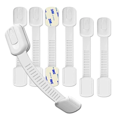 Image of Hion Child Safety Locks,6 Pack Adjustable Cupboard Locks for Children Baby,Baby Proof Cabinet Fridge Drawer Refrigerator Kitchen Toilet Easy Install,No Tools Needed