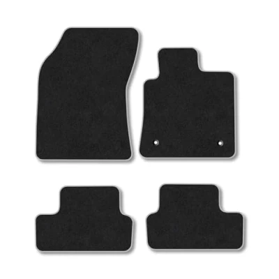 Image of Car Mats Compatible with Renault Megane (2017+) Tailored Fit Grey Trimmed Carpet Floor Mat Set Accessory Black Custom Fitted 4 Pieces Clips Anti Slip Backing &amp; Trim Edging