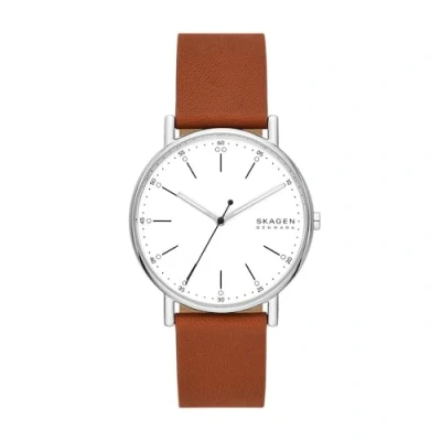 Image of Skagen Men Analogue Quartz Watch with Leather Strap SKW6903