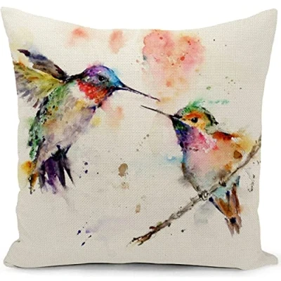 Image of KUNQIAN Hummingbird Cushion Cover Outdoor Birds Colourful Pillow Linen Decor for Home Livingroom Couch Bed Sofa Decorate Throw Case Gift 18&quot;x18&quot;