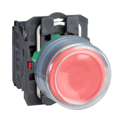 Image of Schneider Electric Harmony XB5 Booted Push Button Switch, Plastic, Spring Return, 1NO, 22mm Mount, Unmarked, Projecting Operator Profile, XB5AP42, Red