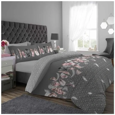 Image of GC GAVENO CAVAILIA Double Duvet Cover Set (200cm x 200cm) Polycotton Bedding Bed Grey