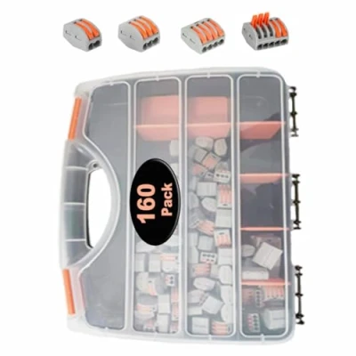 Image of YuShi 160PCS Compact Wire Connectors, Electrical 80pcs Clamp 2 Port/60pcs 3 Port/10pcs 4 5 Port