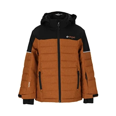 Image of ZIGZAG Unisex Kid&#039;s Melange Ski Jacket, Caramel Café, 110 116