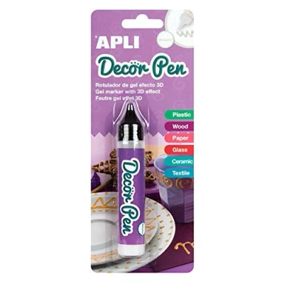 Image of APLI Decorpen 3D Marker, Metallic Finish, White, Pack of 1