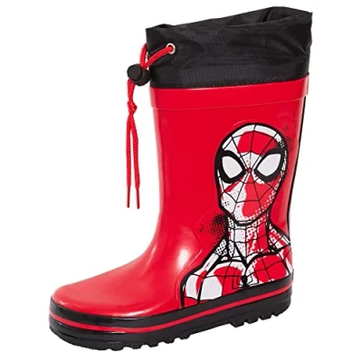 Image of Boys Spiderman Tie Top Wellington Boots Red EU 32 / UK 13