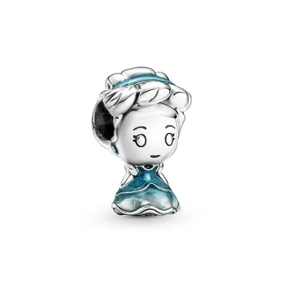 Image of Pandora Disney Cinderella sterling silver charm with transparent mosaic blue enamel