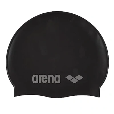Image of Arena Unisex SWIM CLASSIC SILICONE CAP Junior BLACK, Silver, EU