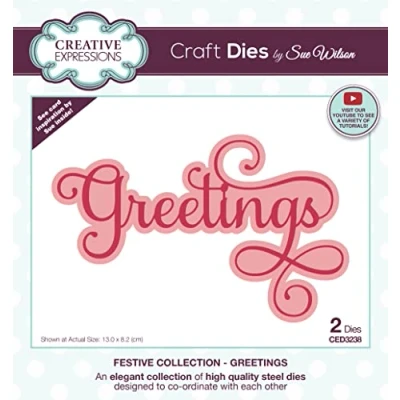 Image of Creative Expressions Sue Wilson Festive Collection Greetings Craft, Metal, Die Size 13 x 8.2 cm