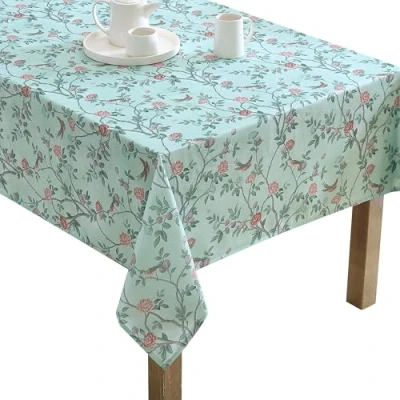 Image of Laura Ashley Decorative Tablecloth, Wrinkle and Stain Resistant, Spillproof Water Repellent, Easy Care Washable Polyester Fabric for Dining, Kitchen, Holiday, Party, 60&quot; x 102&quot;, Eglantine