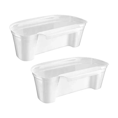 Image of MantraRaj Set of 2 Plastic White Handy Kitchen Caddy Hanging Waste Bin Over Cabinet Drawer Door Basket Small Garbage Holder Container Food Scraps Veg Peelings Organizer Rubbish