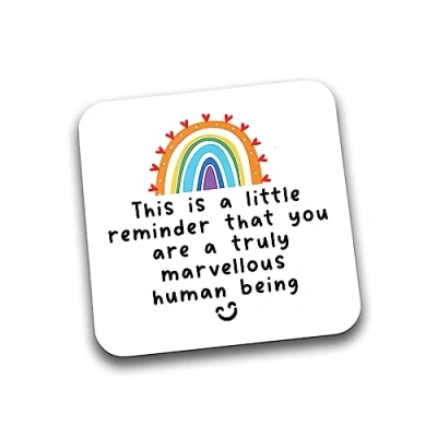 Image of Rib Ticklerz Friendship Coaster Birthday Gifts You Are A Truly Marvellous Human Being Gift Thank Positivity Rainbow Bestie Colleague DC173