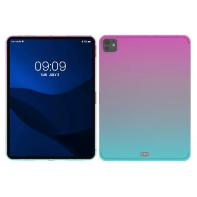 Image of kwmobile TPU Silicone Case Compatible with Apple iPad Pro 11&quot; (2024) Soft Flexible Protective Cover Bicolor Dark Pink/Blue/Transparent