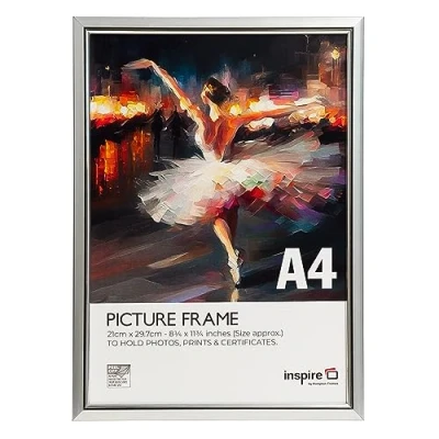 Image of Inspire By Hampton EASYLOADER A4 (21x30cm) Silver Picture Poster Frame Plexi (Non Glass) 1 Pack IBH EASA4SVP PK1